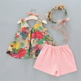 thumbnail image 4 of Kids Baby Girls Outfits Summer Sleeveless T-shirt Vest Tops + Shorts Clothes Set, 4 of 10