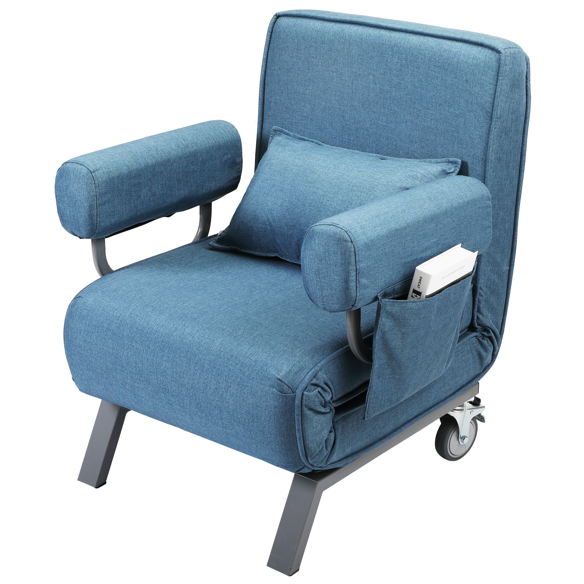 Jaxpety Convertible Chair Blue, Costway Convertible Sofa Bed Folding Arm Chair Sleeper