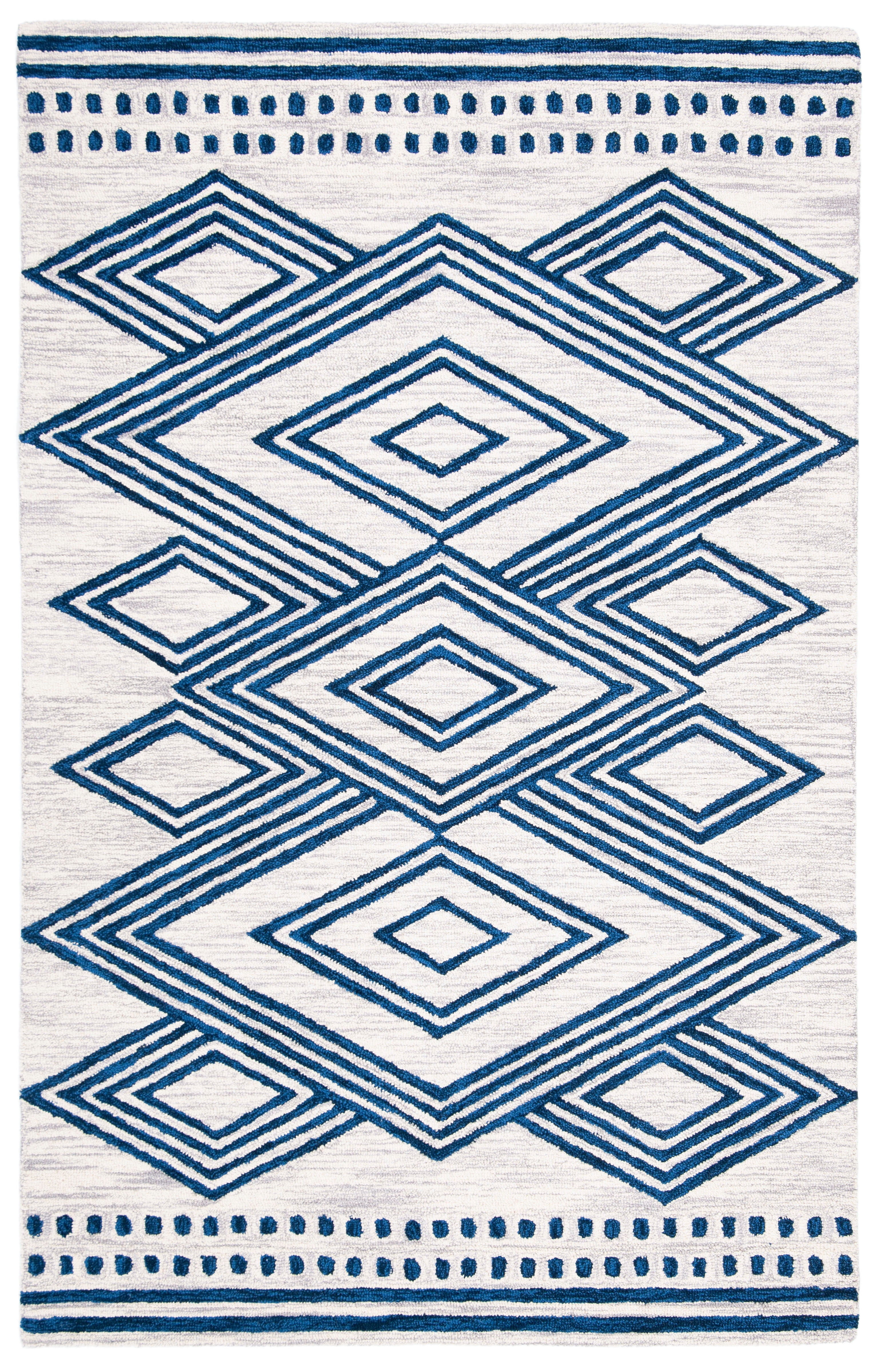 SAFAVIEH Micro-Loop Glenda Geometric Aztec Wool Area Rug, Ivory/Navy, 6' x 9'