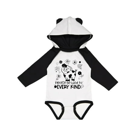 

Inktastic Please Be Kind to Every Kind Cute Pig and Flowers Gift Baby Boy or Baby Girl Long Sleeve Bodysuit