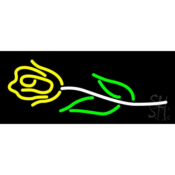 Rose Logo LED Neon Sign 10 x 24 - inches, Black Square Cut Acrylic Backing, with Dimmer - Bright and Premium built indoor LED Neon Sign for Spa interior decor and storefront.