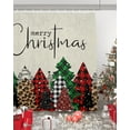 thumbnail image 5 of Merry Christmas Shower Curtain, 36" x 72", Green Red Plaid Buffalo Xmas Tree Beige Linen Waterproof Bathroom Curtain Washable Shower Curtain Set with 12 Hooks, 5 of 6