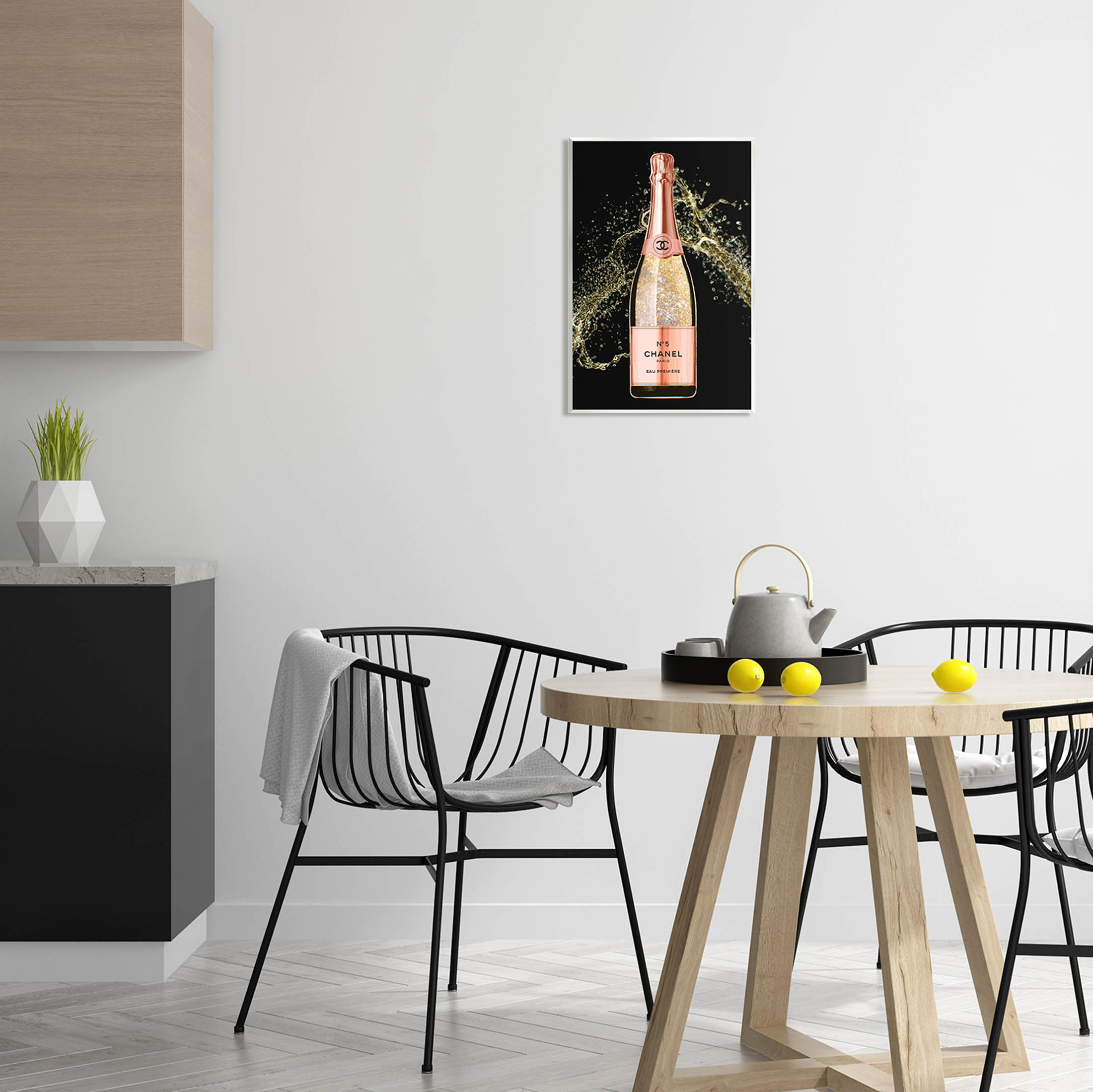 Stupell Industries Glam Fashion Champagne Bottle Splash Graphic Art Unframed Art Print Wall Art, Design by Ziwei Li