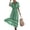 Green, variant on Women's V Neck Wrap Front Flared Striped Maxi Dress Summer Short Sleeve Casual Bohemian Flowy Long Dress for Beach and Vacation
