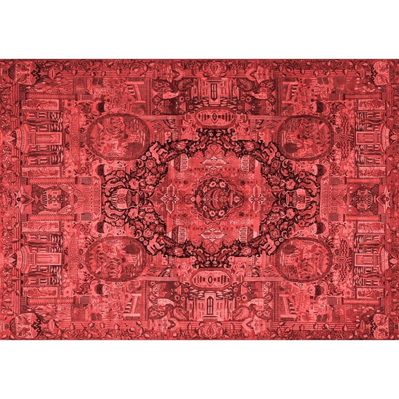 Ahgly Company Indoor Rectangle Animal Red Traditional Area Rugs, 7' x 10'