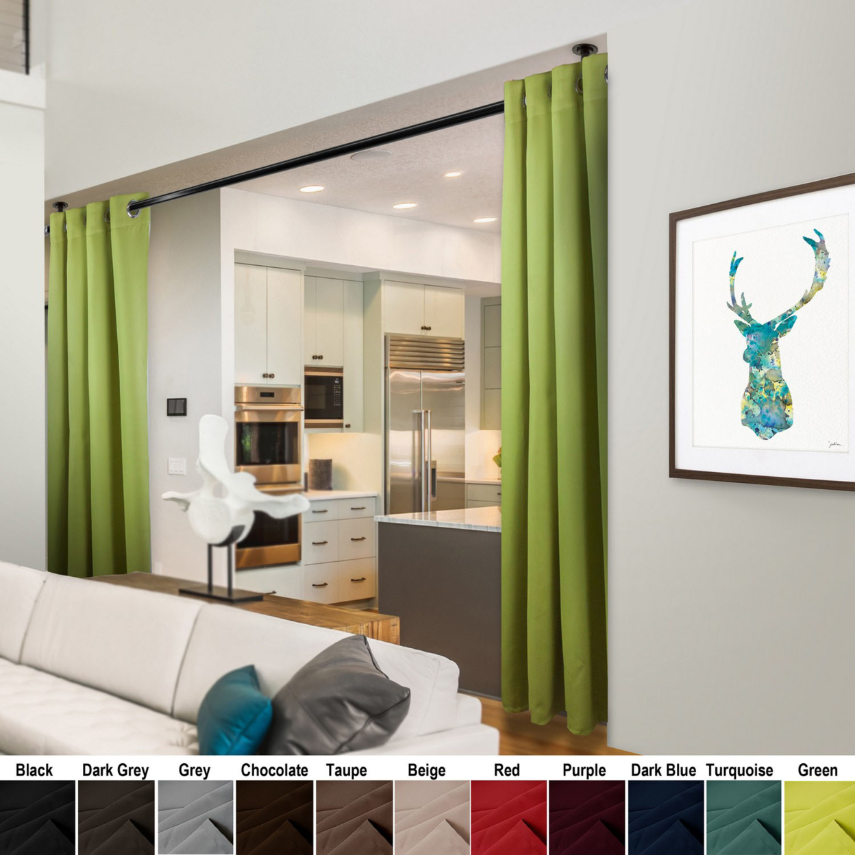 Premium Heavy Duty Room Divider Curtain / Patio Curtain with Grommet 1 Panel - Green 96" x 108"