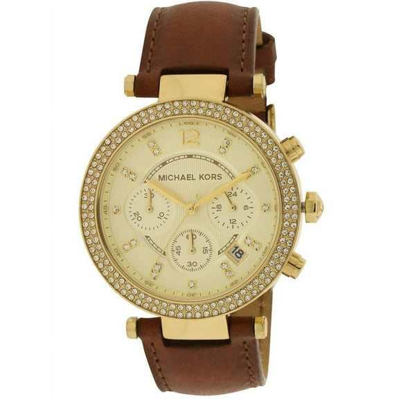 Michael Kors Women's Parker Chocolate Leather Chronograph Watch, MK2249