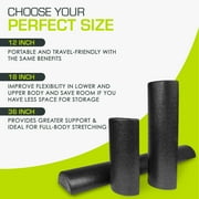 ProsourceFit High Density Half-Round Foam Rollers 12”, 18, 36 Black