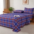 thumbnail image 4 of Jessy Home King 4-Piece Plaid Bed Sheet Set, Soft Microfiber, 14-Inch Deep Pocket, Flat & Fitted Sheet with 2 Pillowcases, Blue Red, 4 of 10