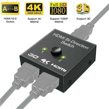 HDMI Switch 4K HDMI Splitter-Aluminum Bi-Directional HDMI Switcher 2 Input 1 Output, HDMI Switch Splitter 2 x 1/1 x 2. No External Power Required, Support 4K 3D HD 1080P for Xbox PS4 Roku HDTV