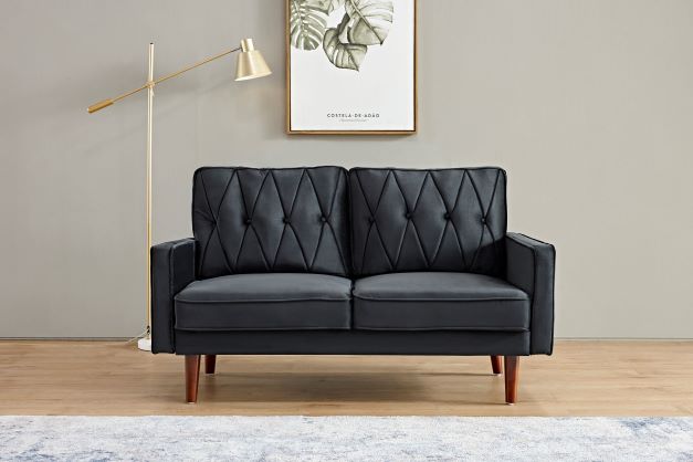 Uspridefurniture Feemster 57.5'' Velvet Square Arm loveseat,Black