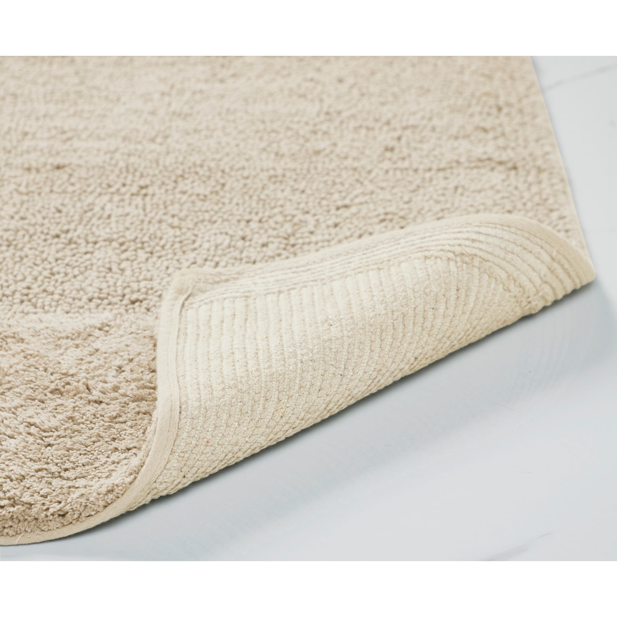 Better Trends 20" x 20" U-Shape Toilet Rug 100% Cotton Non Slip Tufted Contour Bath Mat, Water Absorbent Bathroom Rug (Sand) Granada Collection