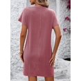 thumbnail image 5 of Summer Fashion Women's Long Dress Casual Contrast Color Twisted Short Sleeve Pocket Dress, 5 of 7