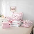 thumbnail image 6 of Manfei Kawaii Red Bowknot Twin Bedding Sets 7-Piece for Girl, Cute Cartoon Ribbon Bedding Comforter Set, Princess Style Reversible Sheet Sets, Lightweight Room Decor, 6 of 8