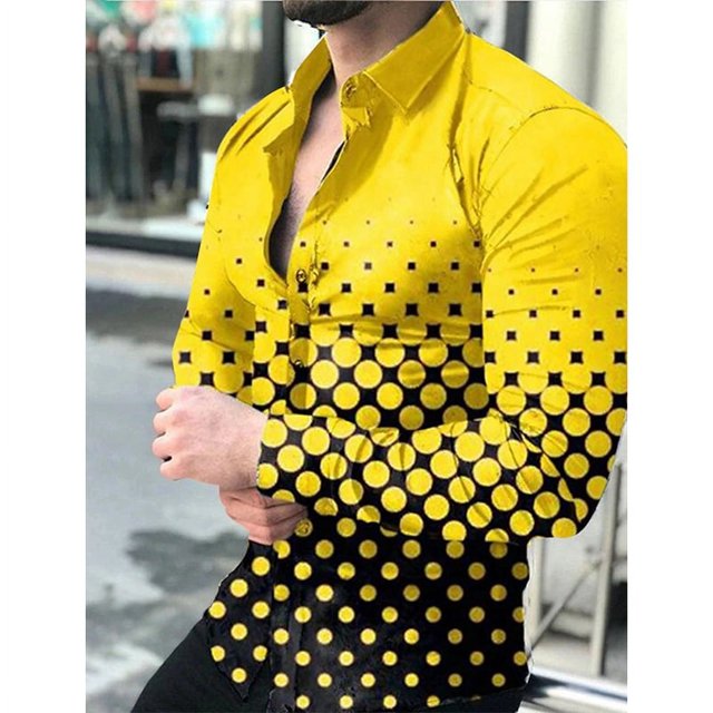Camisas de lujo de moda creativa para hombres ropa diaria para hombres y mujeres nueva camisa con estampado de puntos blusa con botones de manga larga Y2K 4XL