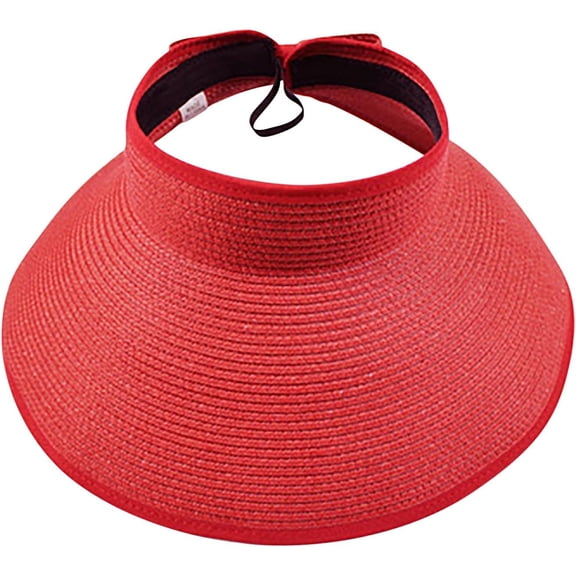 CoCoMangos Womens UV Protection Sun Visor Hats Wide Brim Straw Hats Roll-Up Summer Beach Hats Foldable Travel Topless Sun Caps