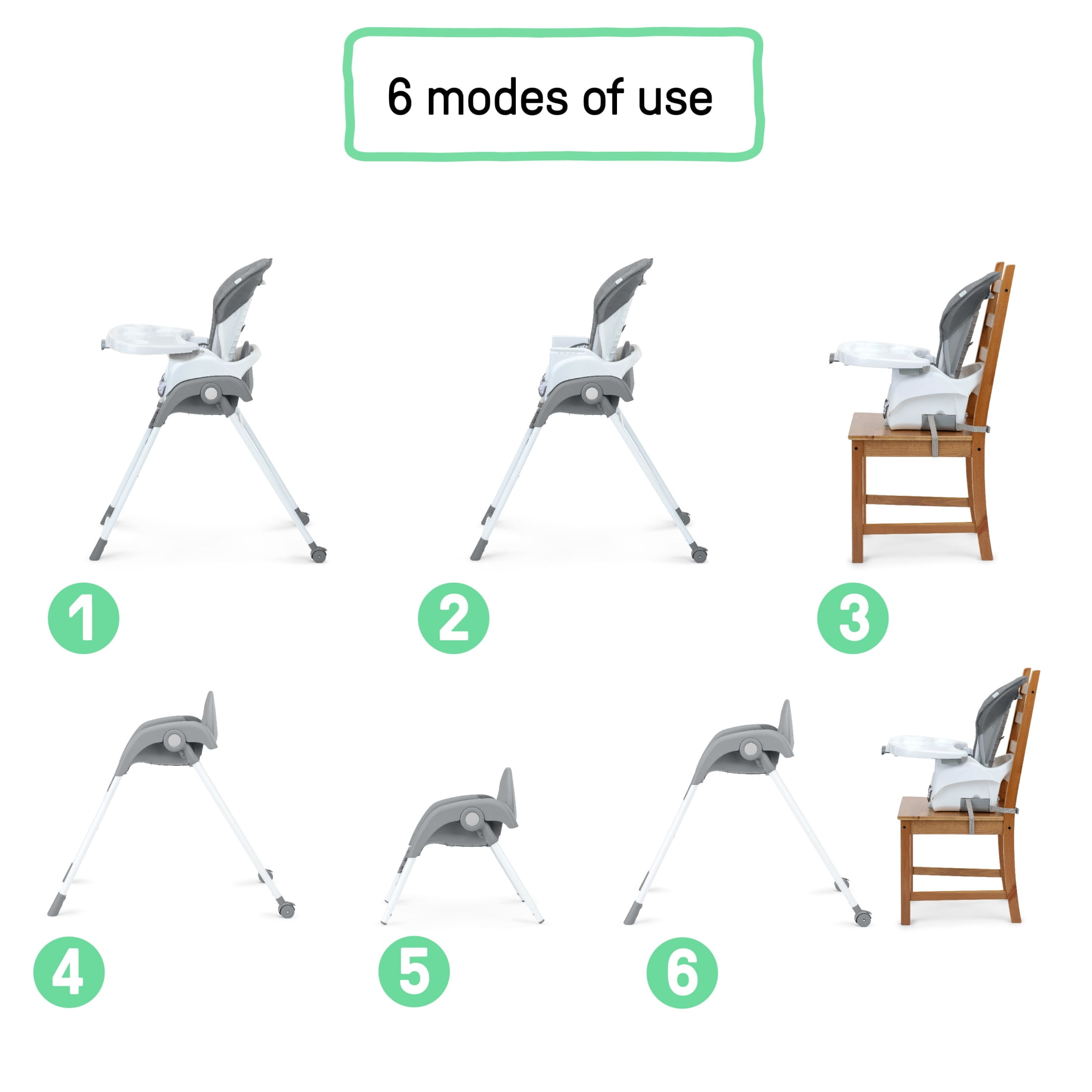 Open Box Ingenuity Trio Foldaway 6-in-1 Baby High Chair, 6 Ways to Use, 6M-5Y - Quill