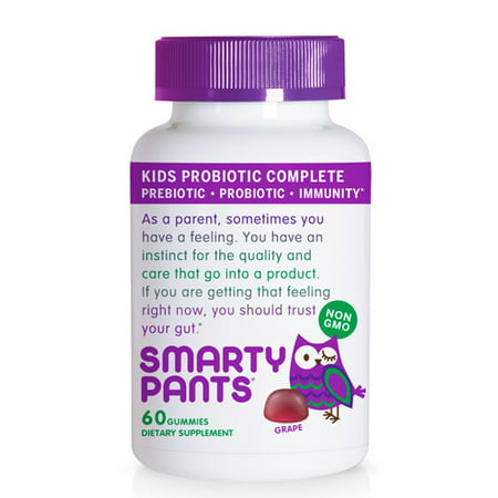 SmartyPants enfants probiotique + Wellmune prébiotique immunité gélifiés: 4 milliards UFC, la saveur de raisin, 60 Ct