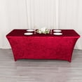 thumbnail image 4 of Efavormart 6ft Red Crushed Velvet Stretch Fitted Rectangular Table Cover, 4 of 5