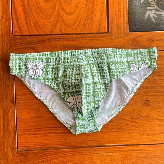 ZQUUVOU Men's Briefs Solid Color Block Elastic Waist Casual Underwear (Green,M)