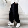 thumbnail image 6 of SUXIAN Boy Pants Youth Cargo Jogger Trousers Fashion Casual With Adjustable Ankle For Teenagers Comfortable Daily Wear Toddler Pants Black 9-10 Years, 6 of 6