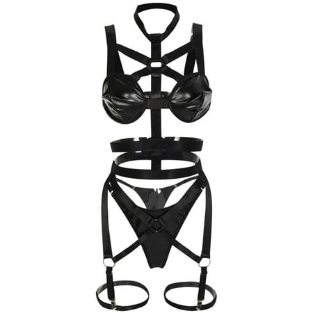 

adviicd Lingerie For Women Plus Women s Bandage Lace Transparent Pajamas Underwear Set Black XL
