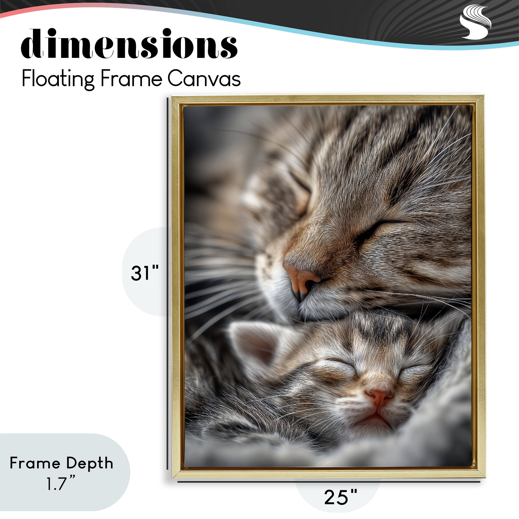 Stupell Industries Kitty Love Cuddles Gold Framed Floater Canvas Wall Art, design by Scott Stulberg