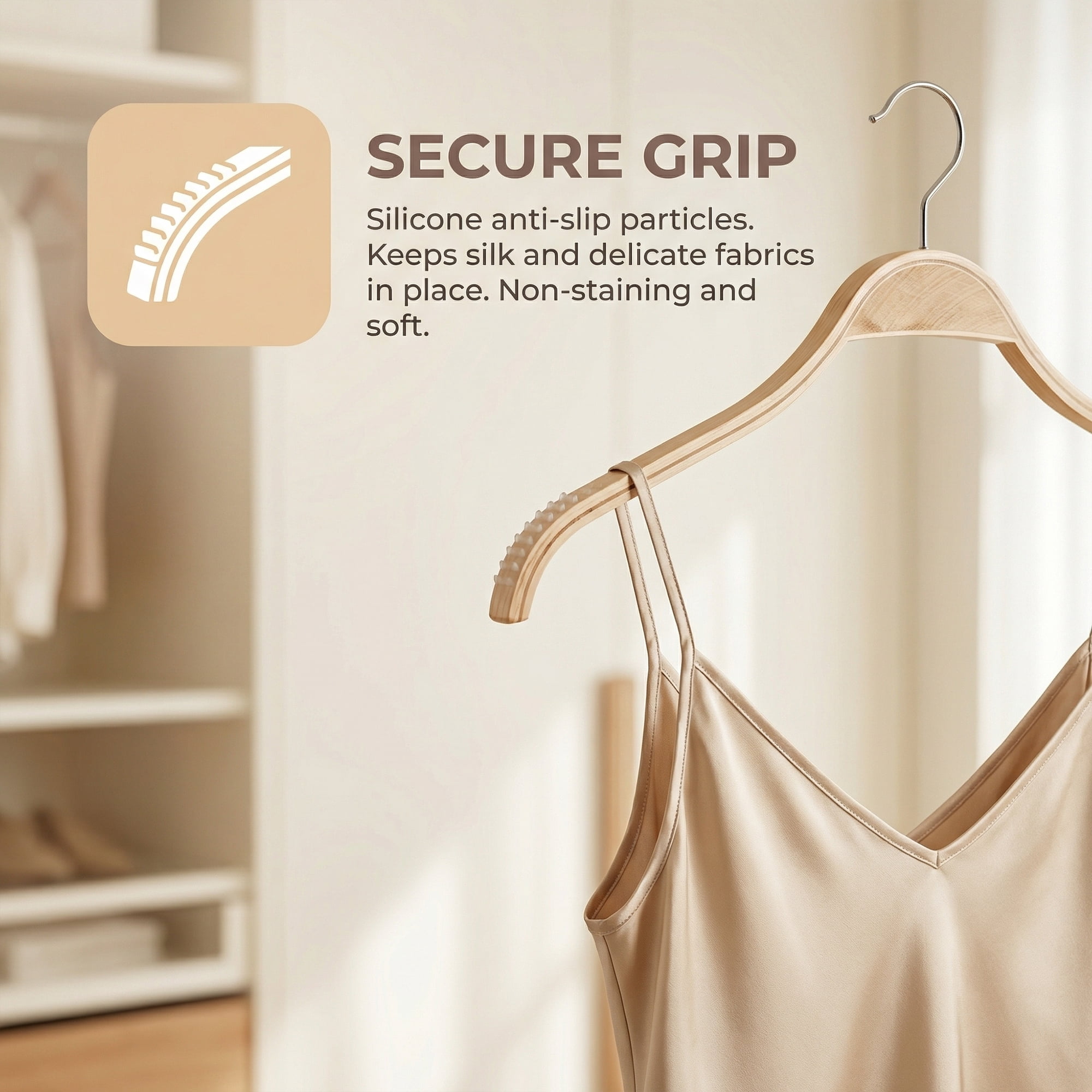 Unique Bargains 2 Pcs Wood Non-Slip Great Hangers with Clips for Closet Natural 16.5inch
