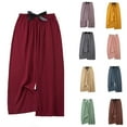 thumbnail image 4 of Wenyuyu Womens Wide Leg Trousers Trendy Y2K Bow Belted Flowy Palazzo Trousers Lounge Comfy Elastic Waist Pajama Pants, 4 of 4