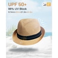 thumbnail image 2 of Zylioo Small Size Straw Fedora Hat Packable Short Brim Roll Up Trilby Hat Petite Heads Summer Beach Sun Hat UPF 50+, 2 of 7