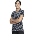 thumbnail image 4 of Cherokee Prints Scrubs Top For Women V-Neck Print CK678, XS, Flutter Blooms, 4 of 5