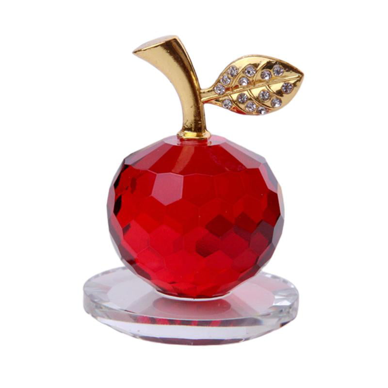 Crystal Apples Paperweight Ornament Tabletop Showpiece for Home Decor Gift for 