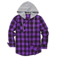 thumbnail image 2 of Chaqueta tipo camisa de franela con capucha ZITY para hombre, color negro y morado, talla L, 2 of 6