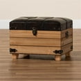 thumbnail image 6 of Baxton Studio Edmund Rustic Transitional Dark Brown Faux Leather Upholstered and Oak Brown Finished Wood Storage Ottoman, 6 of 14