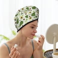 thumbnail image 3 of Yiaed Green Avocado Print Hair Cap with Button,Coral Fleece Hair Towel Wrap for Women Wet Hair,Quick Dry Turban for Wet Hair Long Thick Hair, 3 of 5