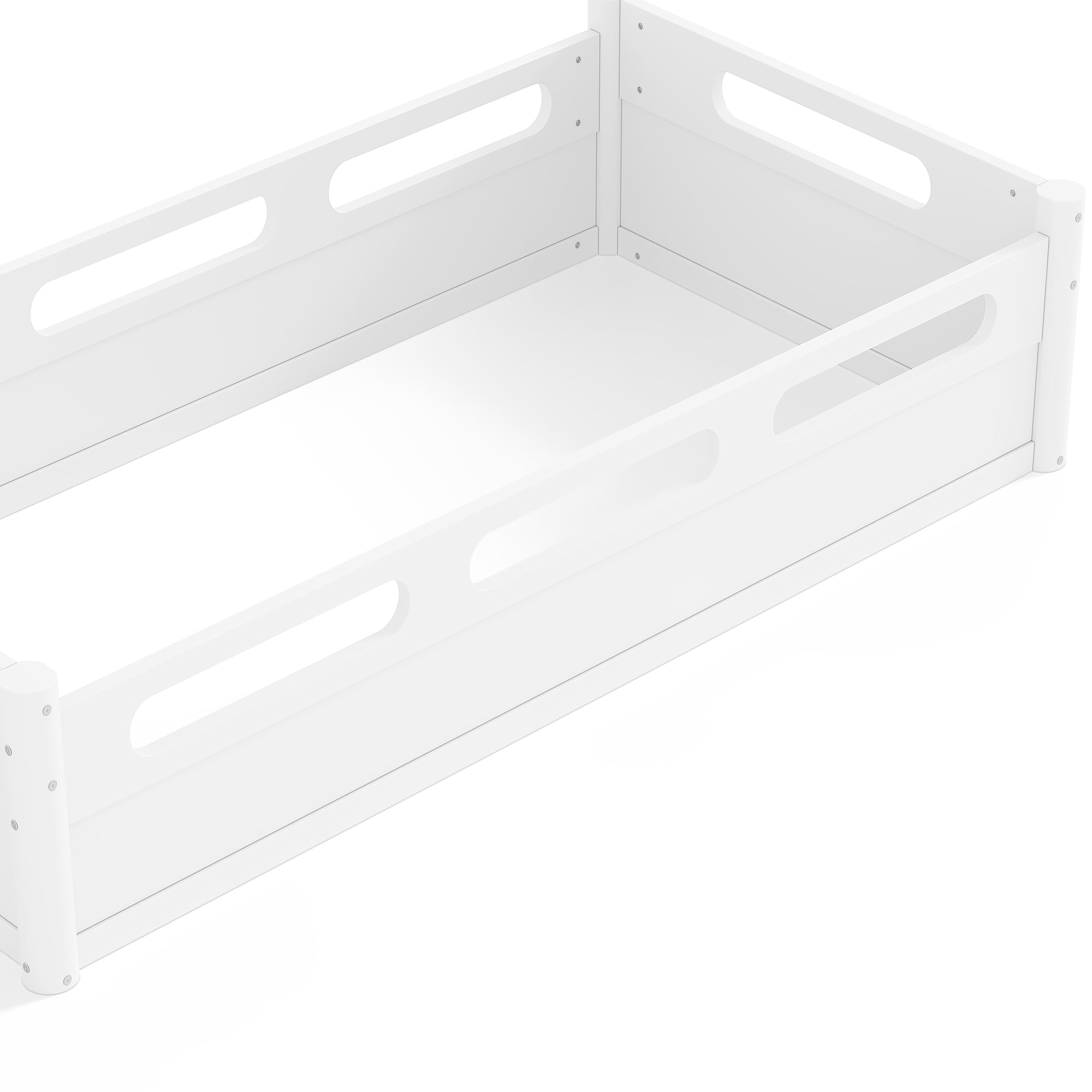 Leumius Twin Size Floor Bed with Full-length Guardrails,Low Profile Montessori Bed Frame,Easy Assembly, No Box Spring Needed,White