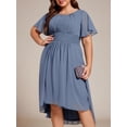 thumbnail image 3 of Vestido de cóctel Ever-Pretty Plus con cuello en V de chifón azul empolvado, 3 of 6