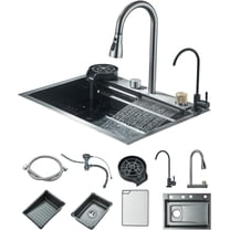 Zovajonia Kitchen sink waterfall sink with pull-out faucet sinkSet