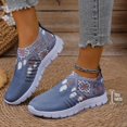 thumbnail image 2 of Loafers for Women Stretch Knitted Mesh Trendy Print Slip on Walking Shoes Casual Comfy Soft Sole Round Toe Gym Workout Nursing Shoes Blue Size 8.5, 2 of 7