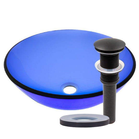 Novatto TIG-8025ORB Évier de Salle de Bain en Verre Blu, Bronze Frotté à l'Huile