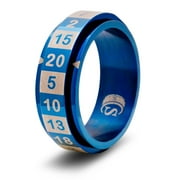 CritSuccess d20 Dice Ring with 20 Sided Die Spinner (Size 7.5 - Stainless Steel - Blue)