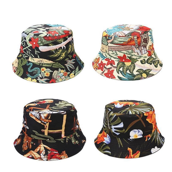Summer Bucket Hat for Woman Men BWASD Trendy Beach Fashion Floral Leaves Print Fisherman Cap Adjustable Foldable Lightweight Beige Wide Brim Sun Hat Vacation Travel Outfit