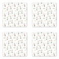 thumbnail image 1 of Animal Coaster Set of 4, Doodle Style Rabbit Girls Swinging Under Rain Clouds Childish Nursery Theme, Square Hardboard Gloss Coasters, Standard Size, Multicolor, by Ambesonne, 1 of 2