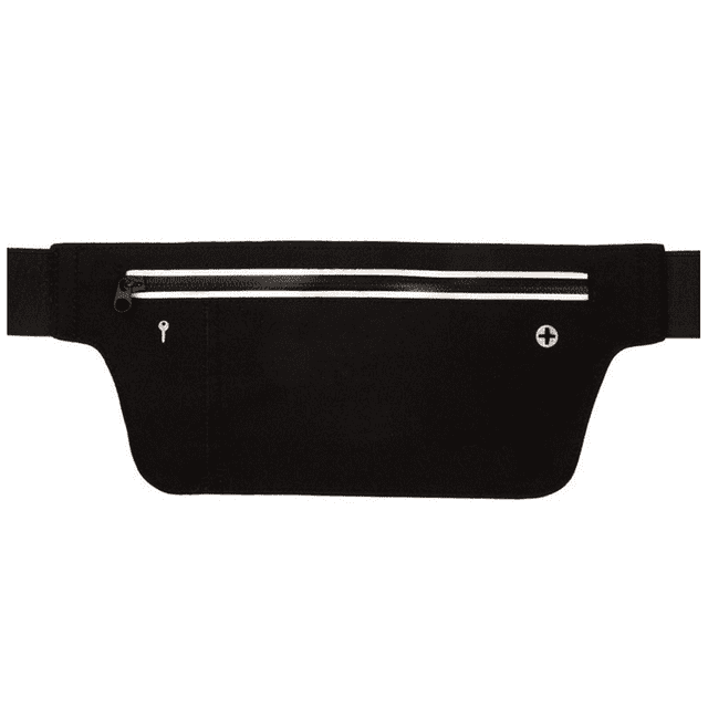 Riñonera para correr reflectante delgada, bolsa de entrenamiento para ejercicio resistente al agua, riñonera ligera, negro
