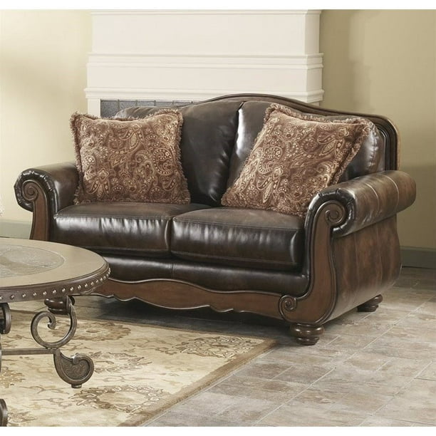 Ashley Barcelona Faux Leather Loveseat, Antique Leather Loveseat