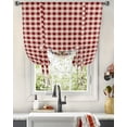 thumbnail image 2 of Country Star Berry Retro Red Plaid Window Curtain Tie Up Curtains for Kitchen Living Room Adjustable Rod Pocket Drapes, 2 of 6