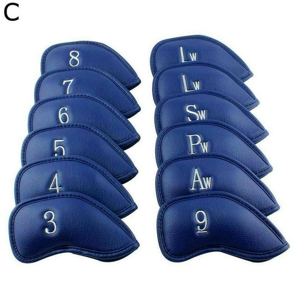 12 Pcs Protège-Têtes de Club en Cuir PU Couvre-Chef Golf Fer Couvre-Têtes Hauts Nouveaux I1W7