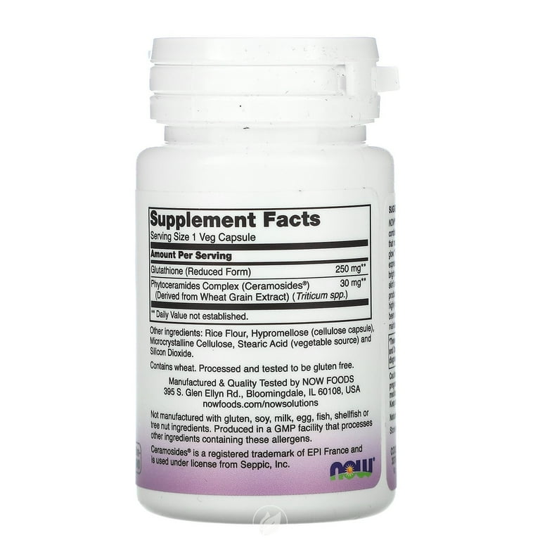 NOW GLUTATHIONE SKIN BRIGHTENER W/ CERAMOSIDES 30 VCAPS