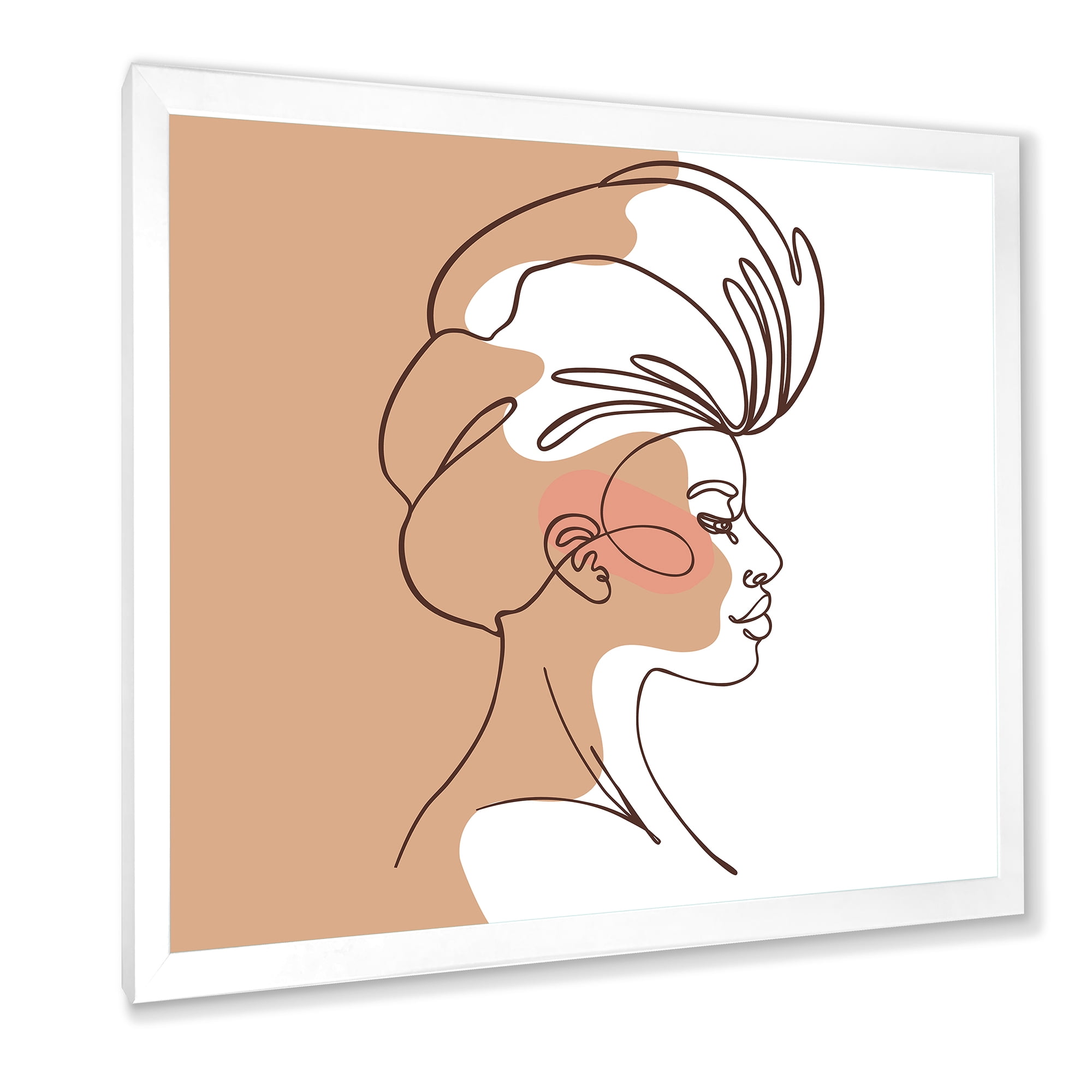Designart 'One Line Portrait of Afro American Woman II' Modern Framed Art Print