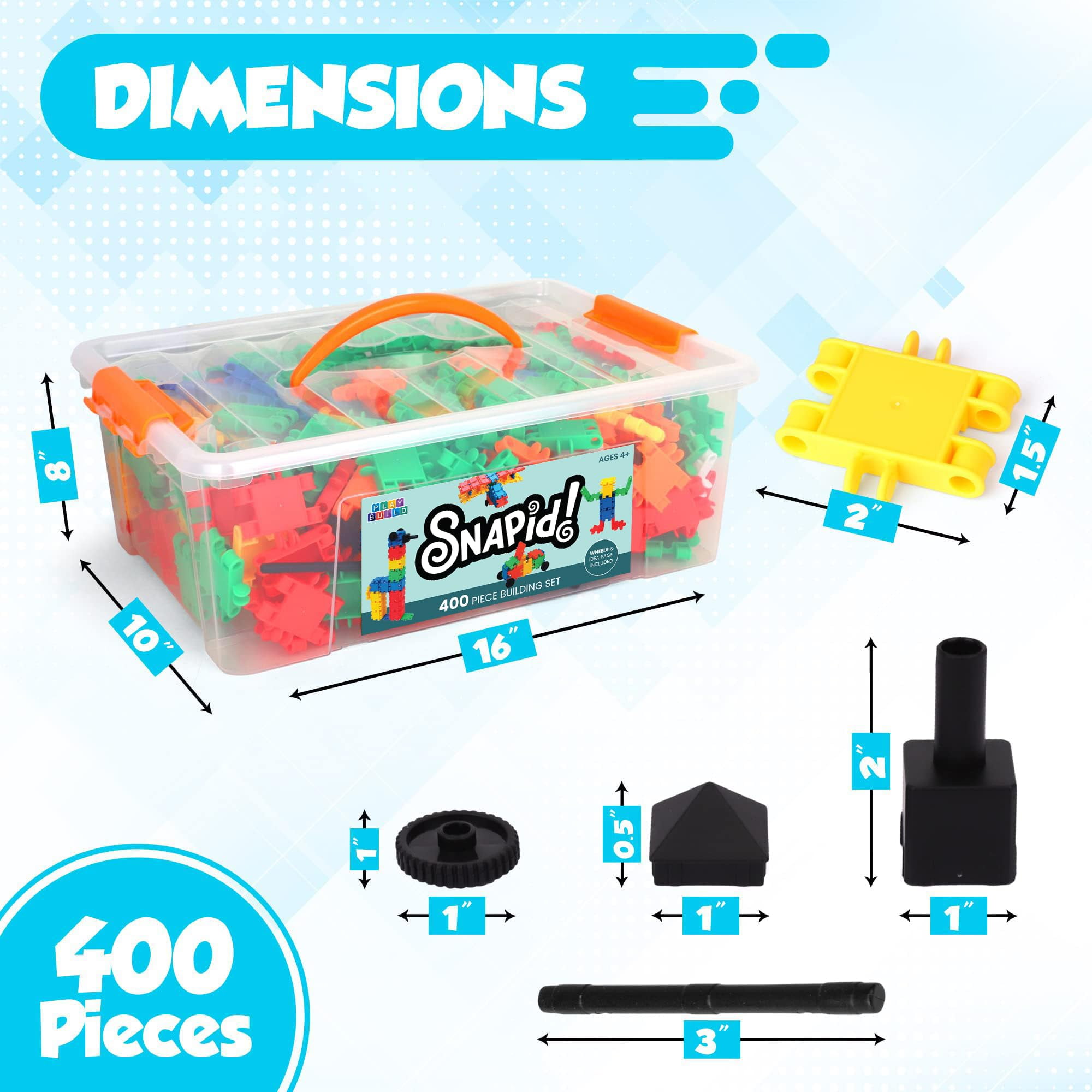 SNAPZ 400 Pcs Interlinking Building Bricks - Durable Block Set w